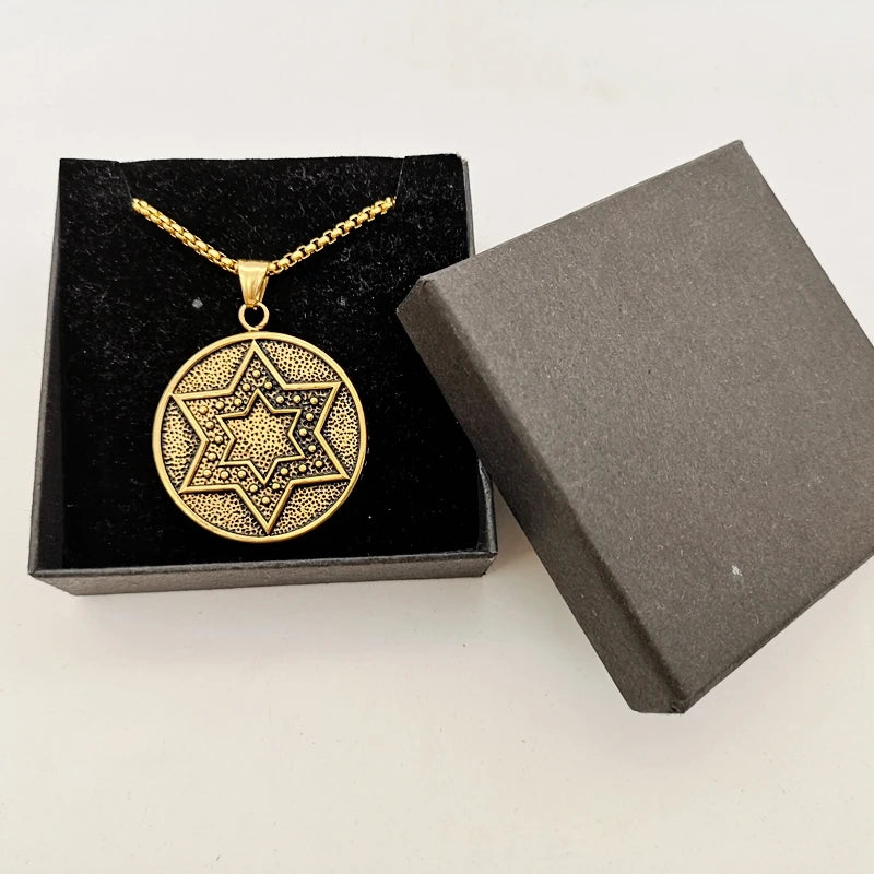 Titanium Jewish Magen David 6 Points Star Necklace