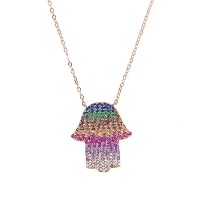 Hamsa Rose Gold Pendant Necklace