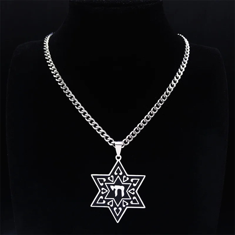 Magen David Star Jewish Chai Necklace