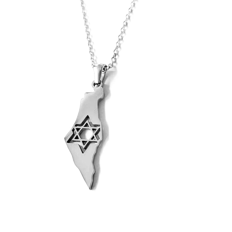 Israel Map Necklace in Stainless Steel