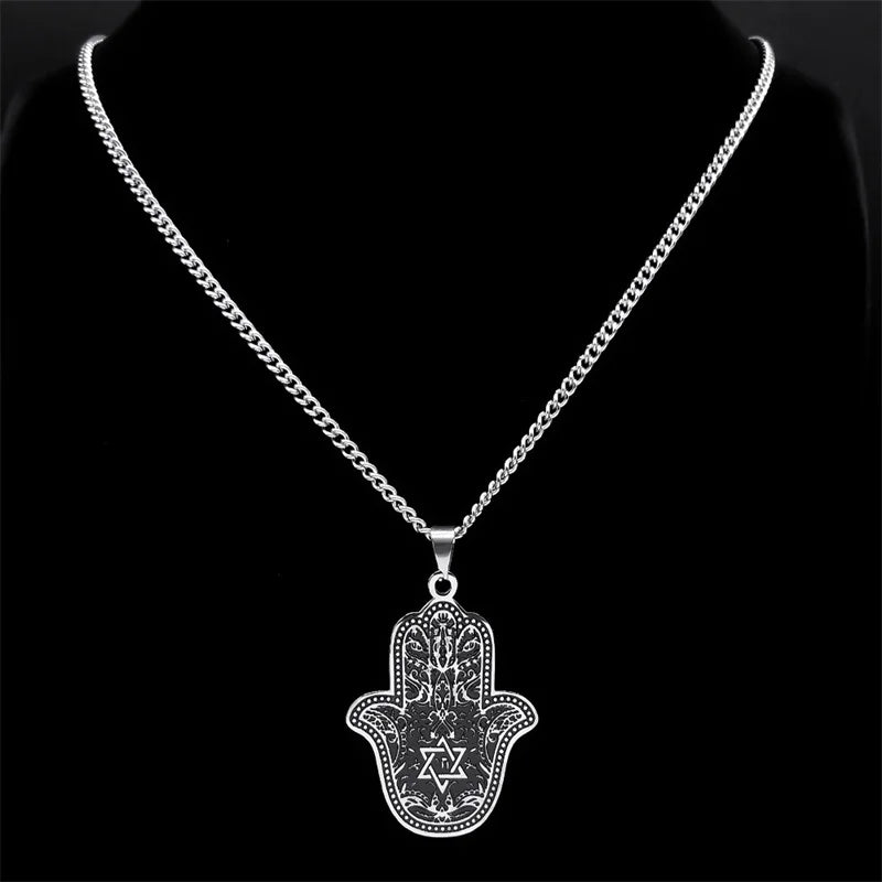 Jerusalem Hamsa Hand of Fatima Necklace