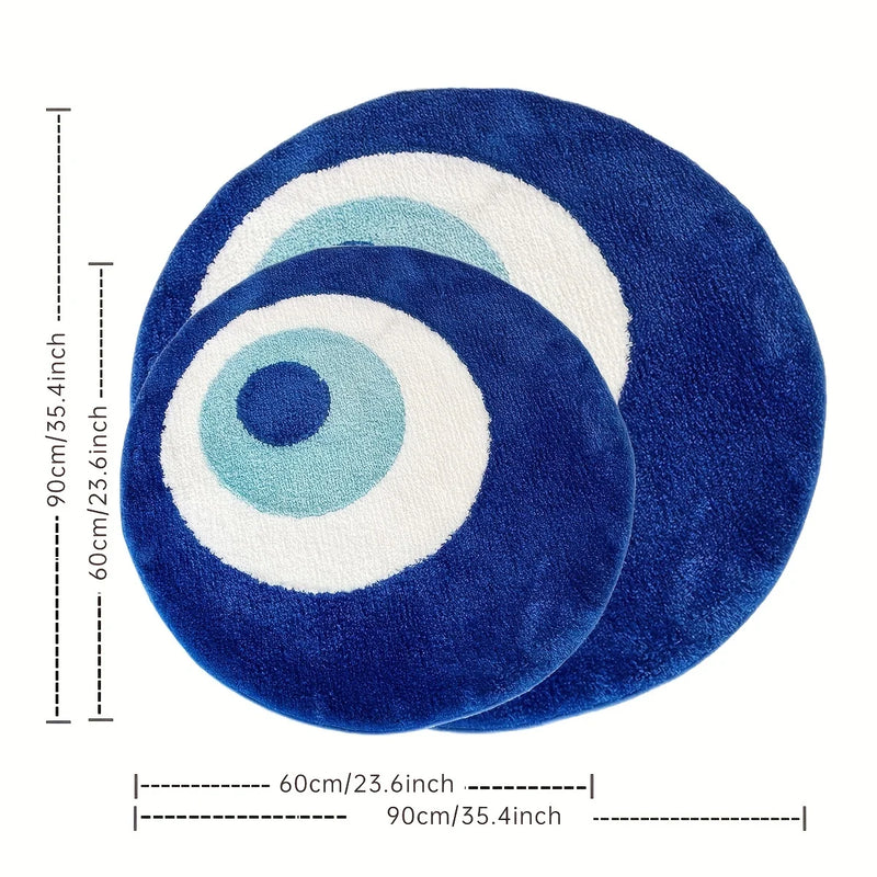 Blue Evil Eye Round Plush Rug