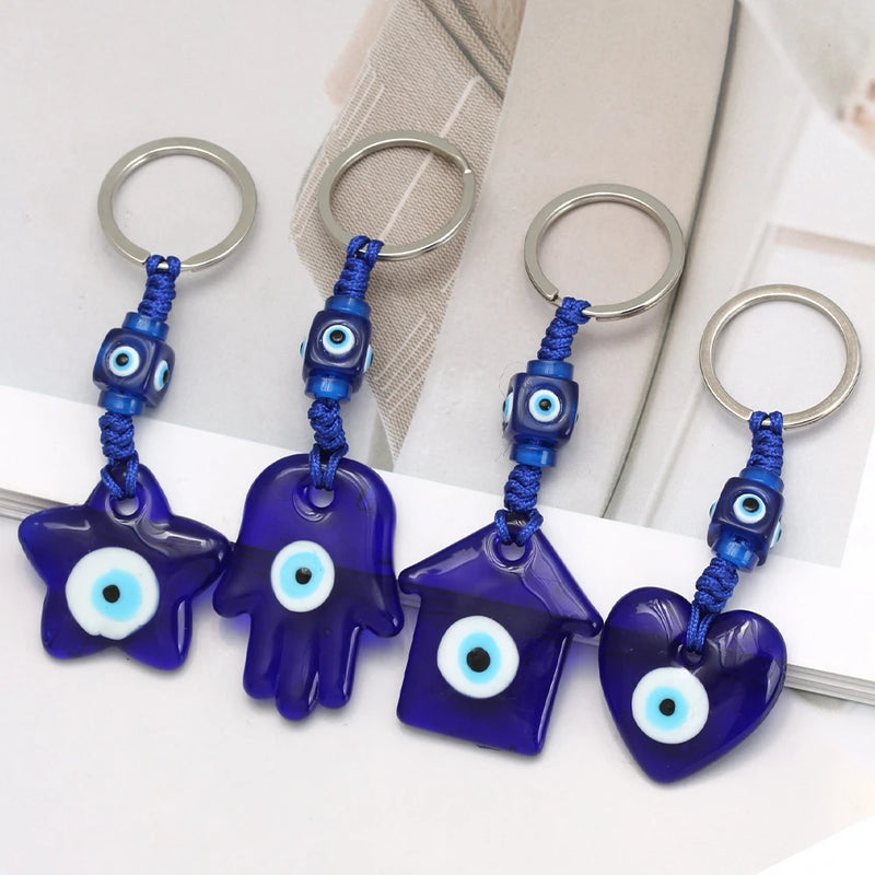 Evil Eye Heart Star Hamsa Hand Keychain