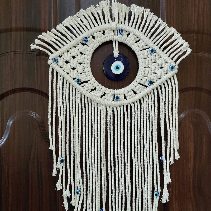 Handmade Macrame Wall Hanging with Evil Eye