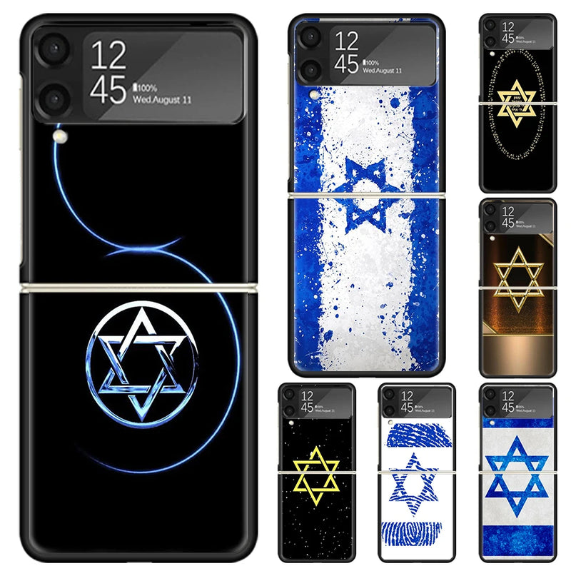 Israel Flag & Star of David Symbol Print Hard Cellphone Case for Samsung Galaxy Z Flip 6/5/4/3