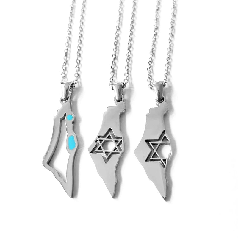 Israel Map Necklace in Stainless Steel