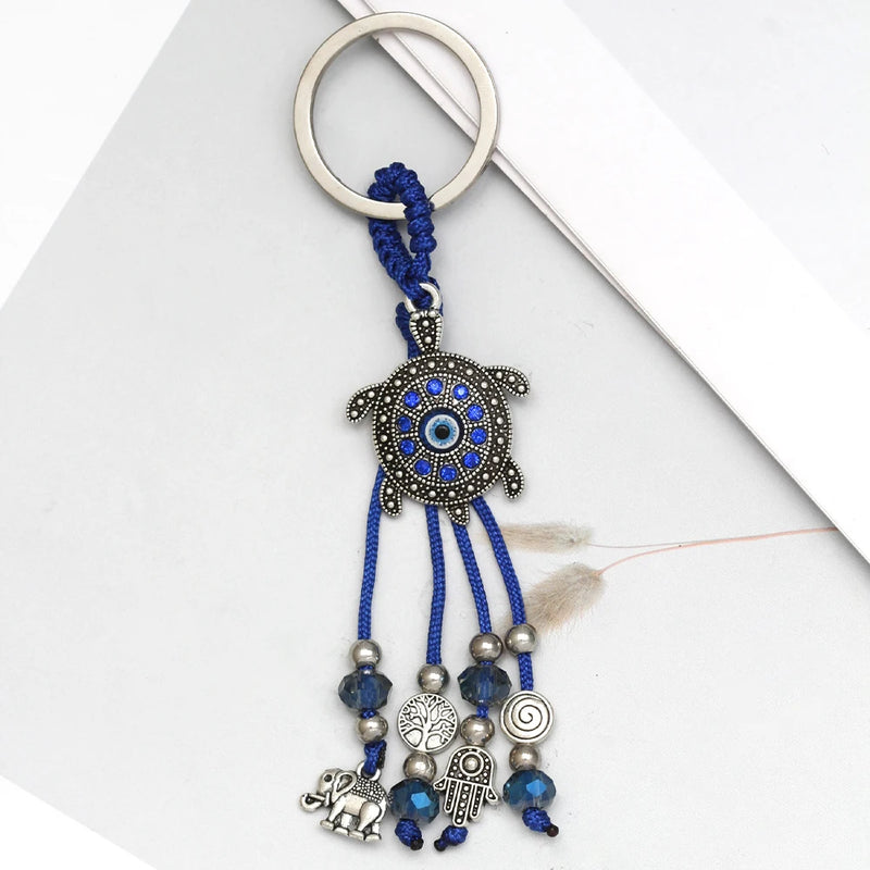 Evil Eye Heart Star Hamsa Hand Keychain