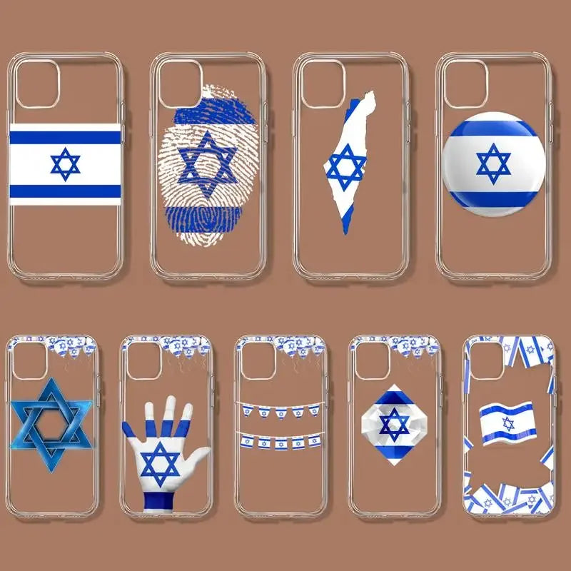 Israel Flag Transparent Shell Case for iPhone 13/14/15