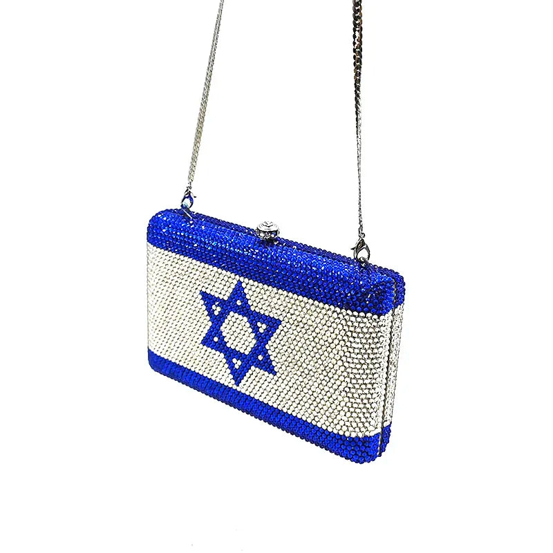 Exclusive Crystal Israel Flag Clutch