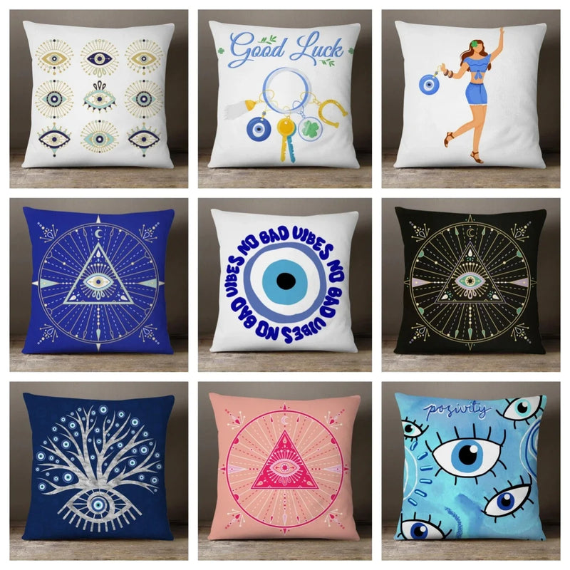 Evil Eye Hamsa Hand Pillow Case