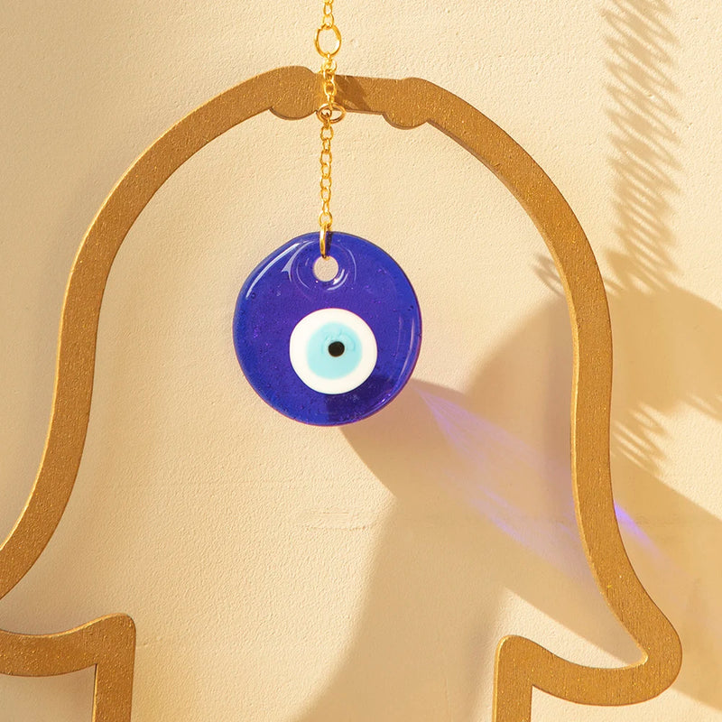 Wood Hamsa Hand Evil Eye Wall Hanging