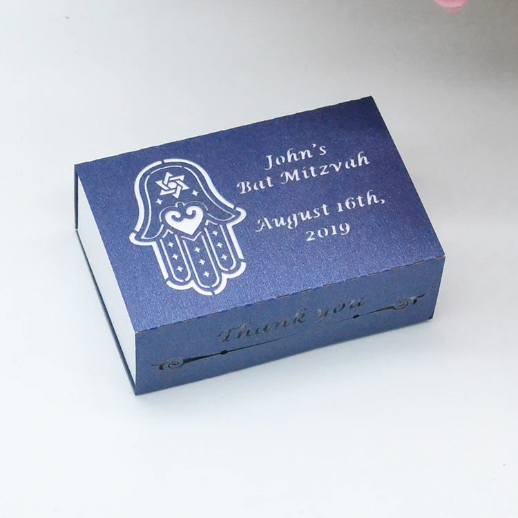 Hamsa Design Jewish Bar Mitzvah Favor Box