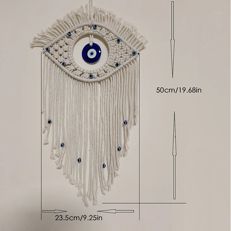 Handmade Macrame Wall Hanging with Evil Eye