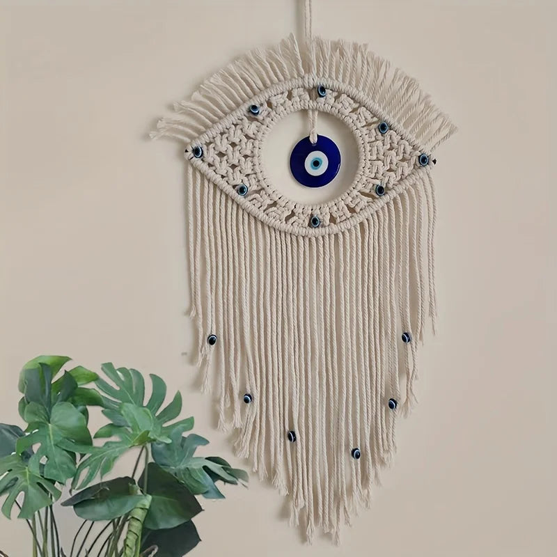 Handmade Macrame Wall Hanging with Evil Eye