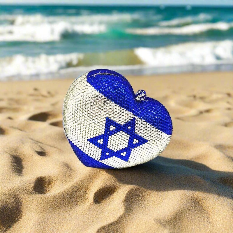 Exclusive Israel Flag Heart-Shaped Clutch