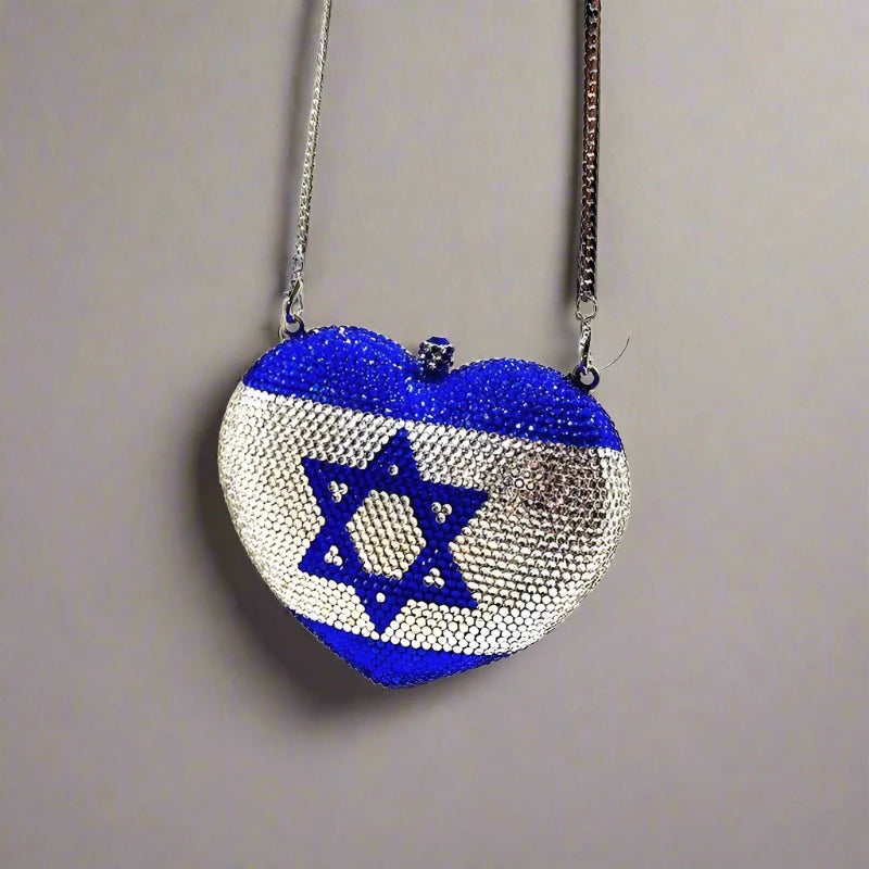 Exclusive Israel Flag Heart-Shaped Clutch