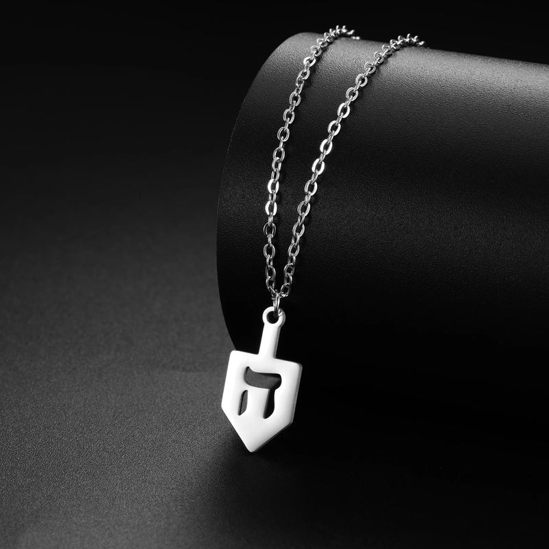 Jewish Dreidel Necklace Hei Nun Shin Charm