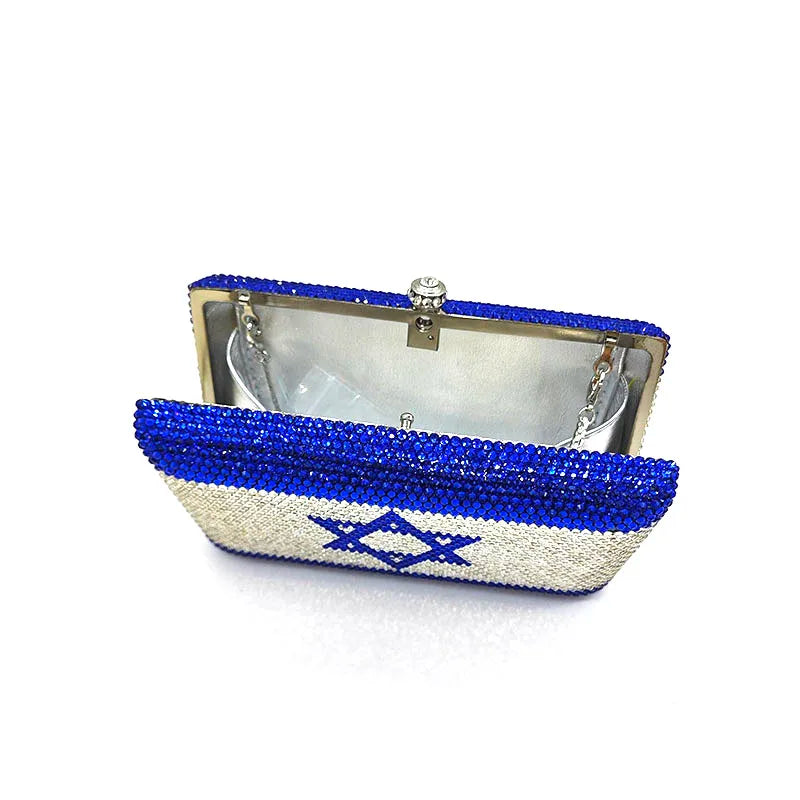 Exclusive Crystal Israel Flag Clutch