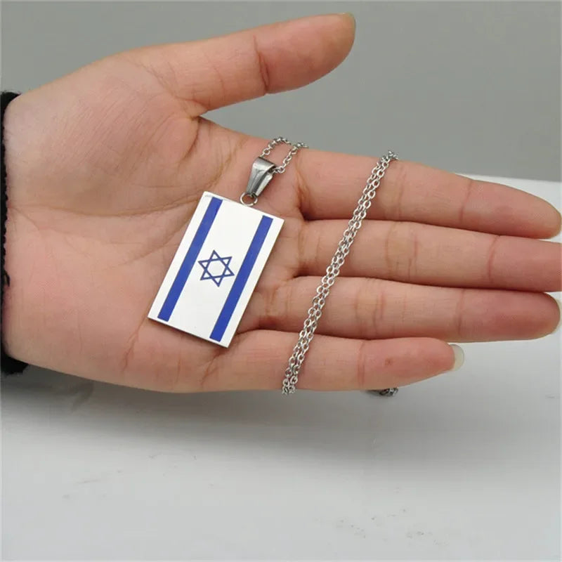 Israel Flag Pendant Necklace