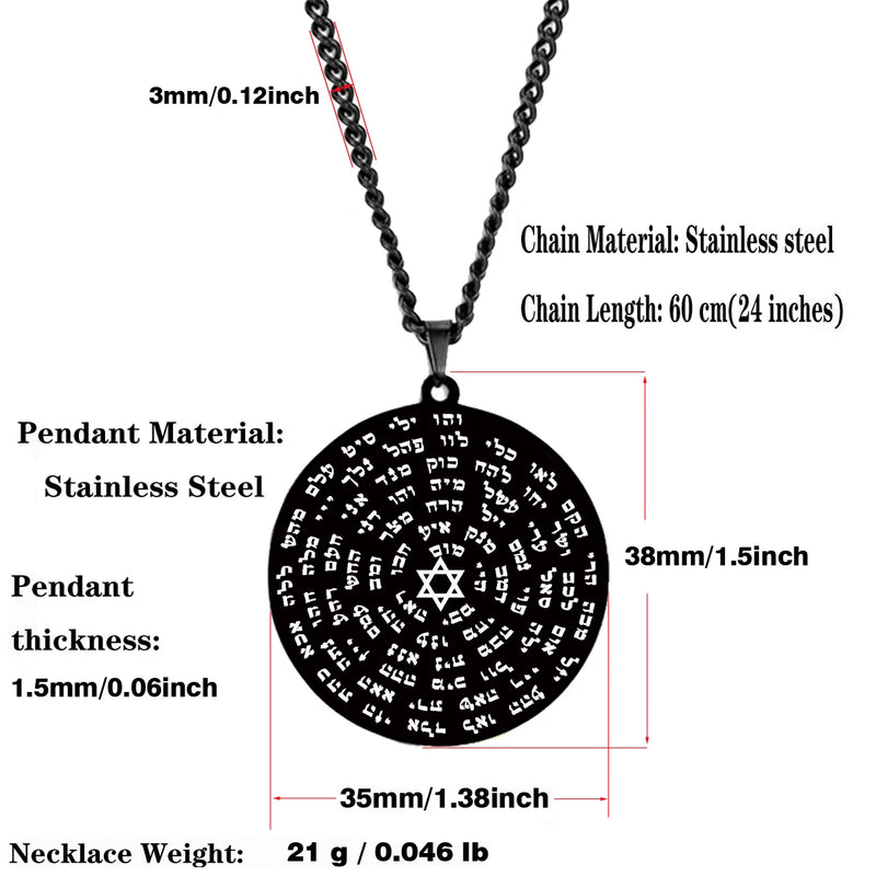 Kabbakah 72 Names of God Torah Pendant Necklace