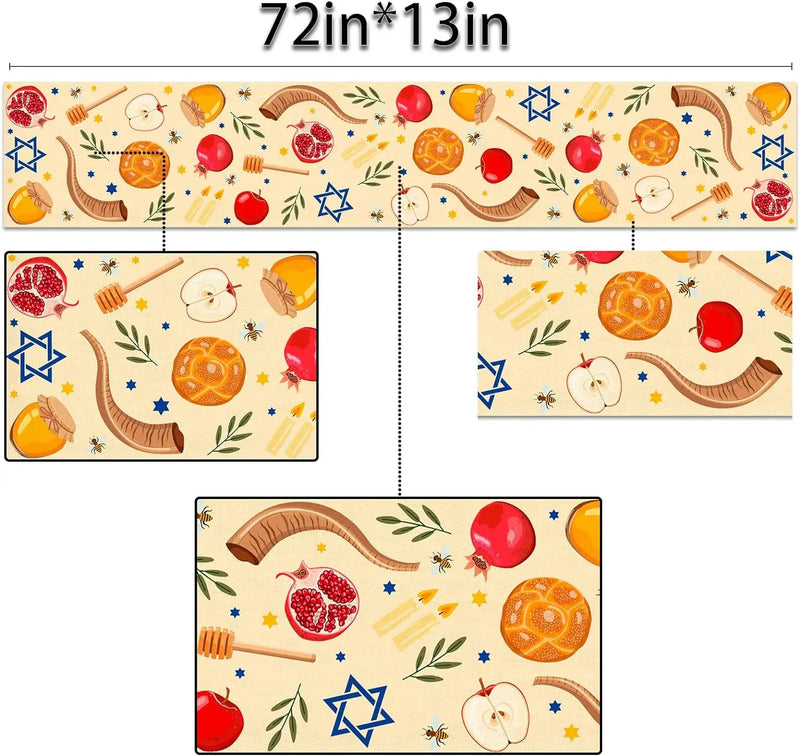 Rosh Hashanah Linen Table Runner for the New Year