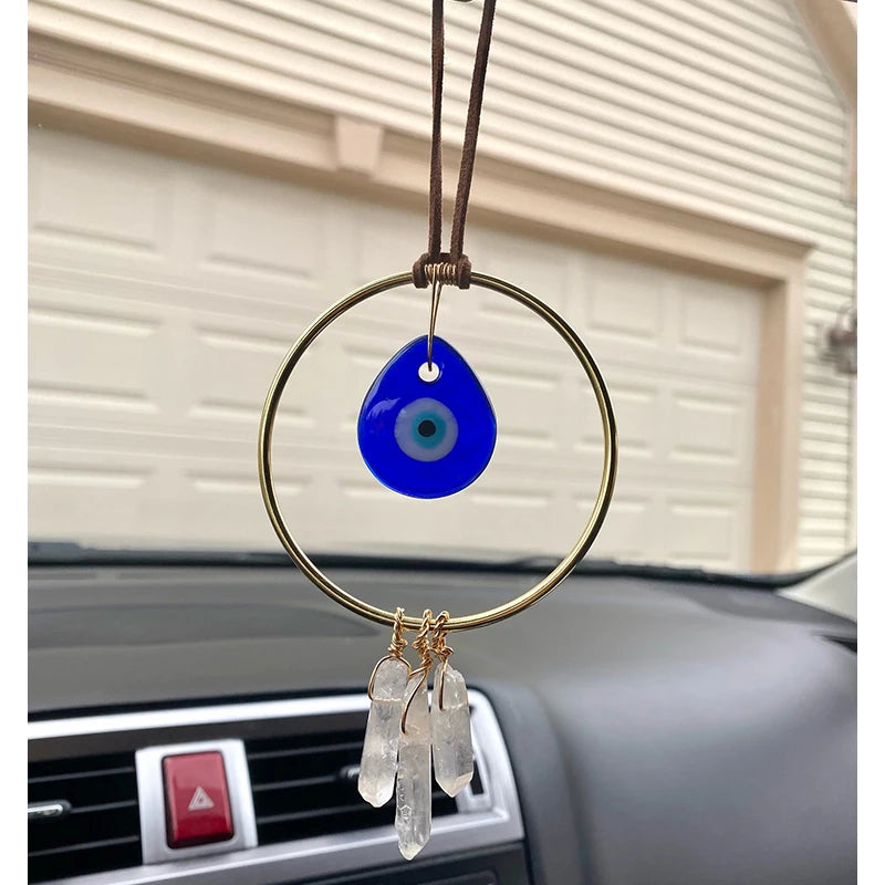 Evil Eye Pendant Quartz Keychain Wall Hanging