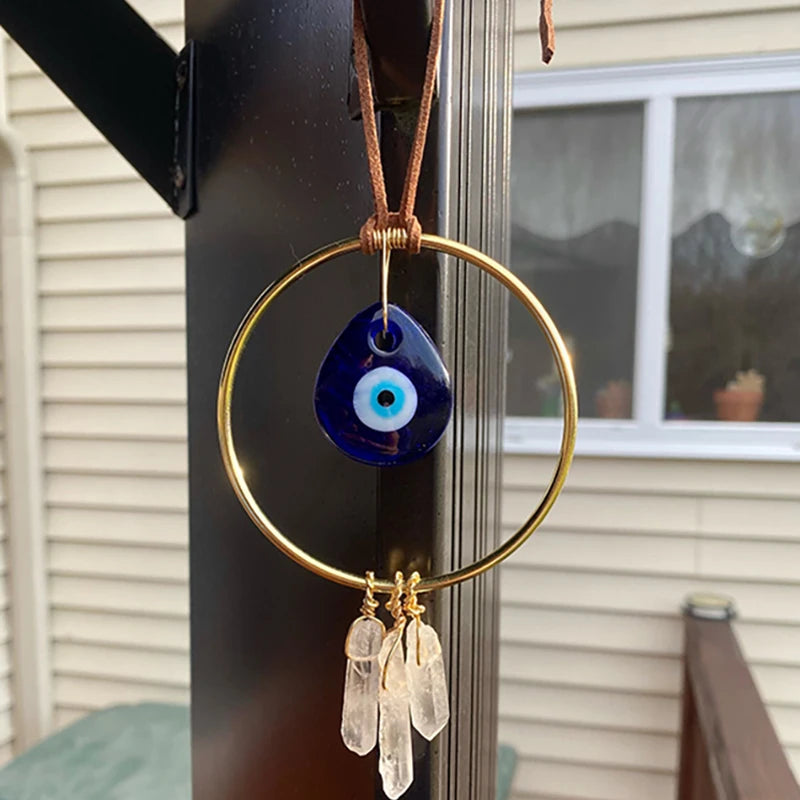 Evil Eye Pendant Quartz Keychain Wall Hanging