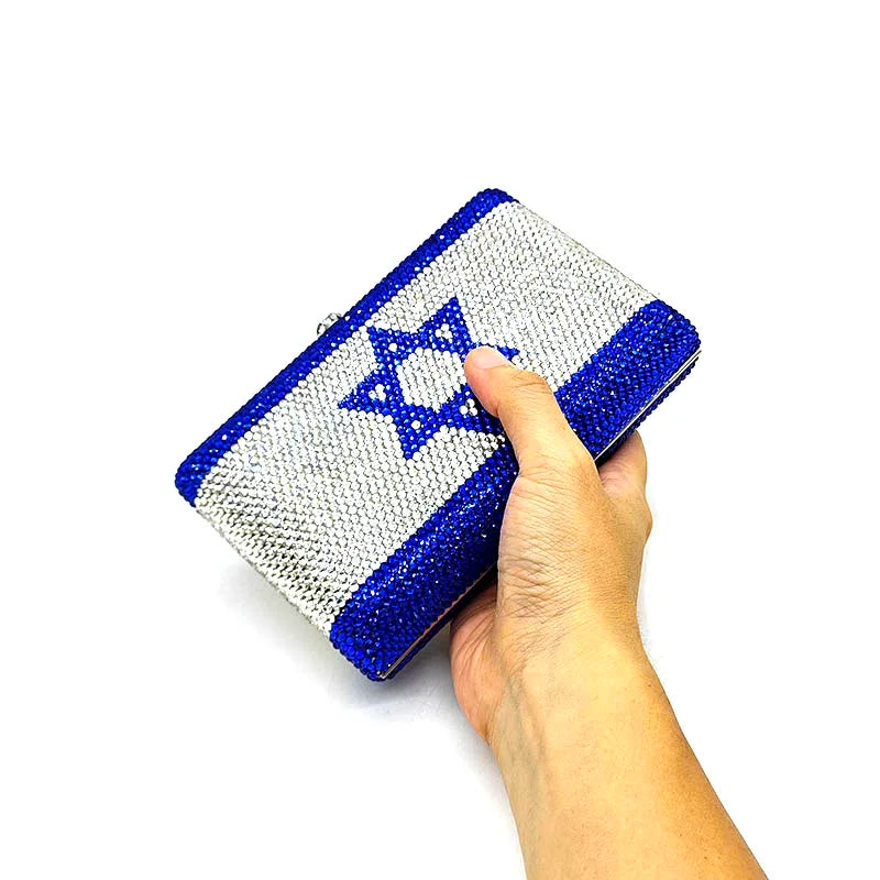 Exclusive Crystal Israel Flag Clutch