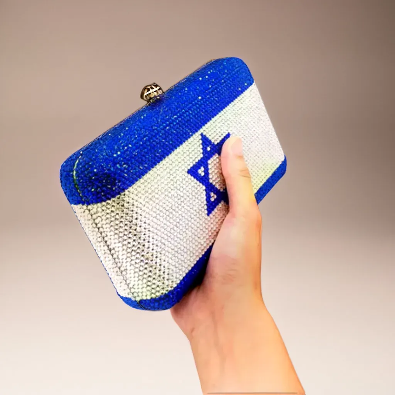 Exclusive Crystal Israel Flag Clutch