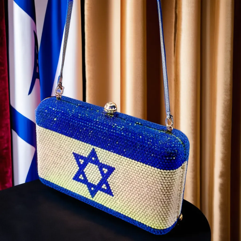 Exclusive Crystal Israel Flag Clutch