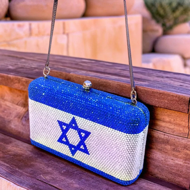 Exclusive Crystal Israel Flag Clutch