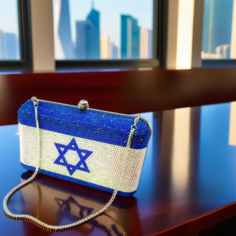 Exclusive Crystal Israel Flag Clutch